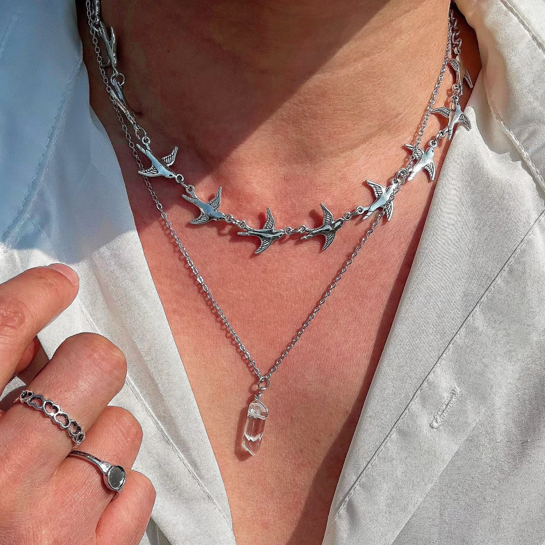 Double Layer Twin Clavicle Chain All-match Men