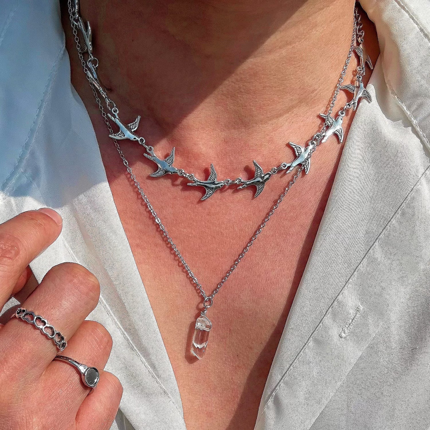 Double Layer Twin Clavicle Chain All-match Men