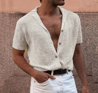Gentleman Solid Knitted Cardigan Polo Shirts (Cotton)