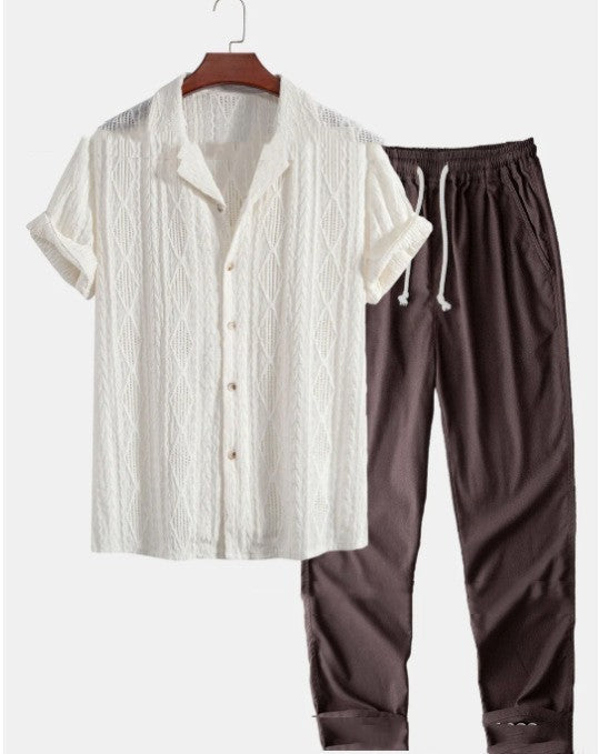 Short Sleeve Shirt Trousers Set Men