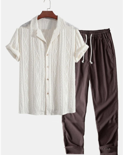 Short Sleeve Shirt Trousers Set Men