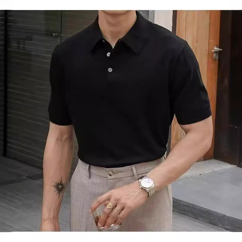 Polo Collar Shirt Knitted Short Sleeve (Cotton)