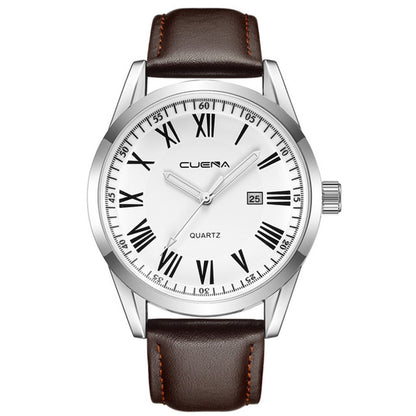 Genuine Leather Quartz Watch Men&
