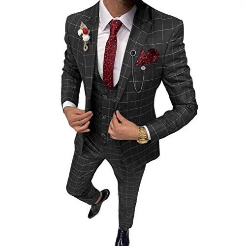 Simple Versatile Lattice Three-piece Suit
