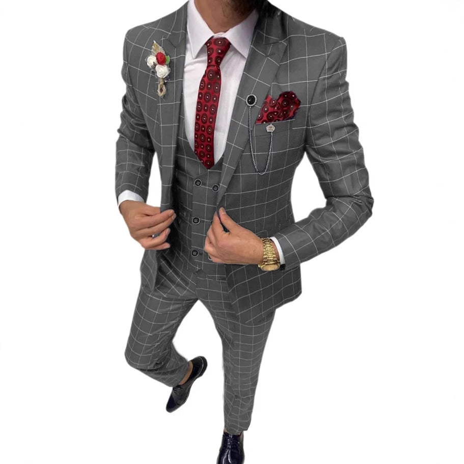 Simple Versatile Lattice Three-piece Suit
