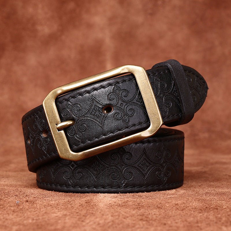 Carved Cowhide Genuine Leather Belt