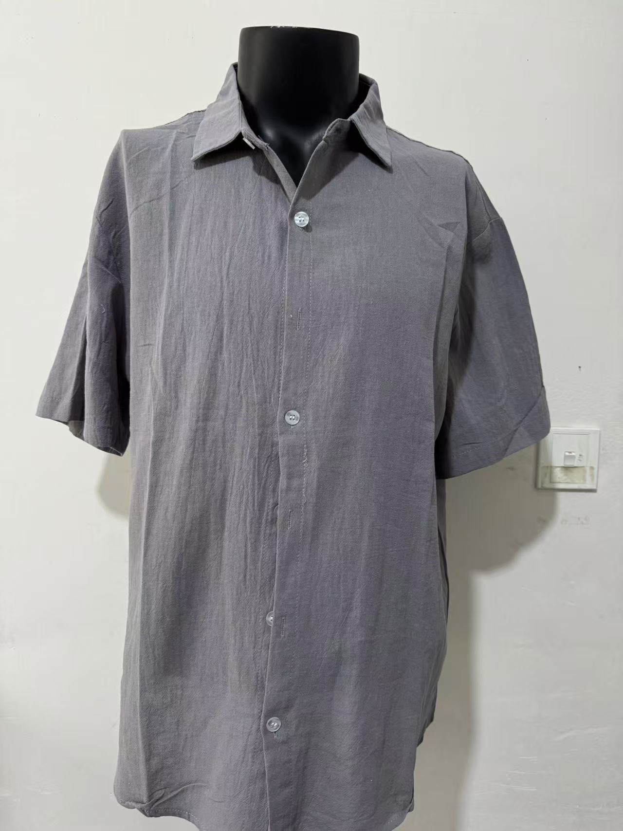Short Sleeve Breathable Pure Linen Shirt For Men