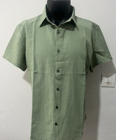 Short Sleeve Breathable Pure Linen Shirt For Men
