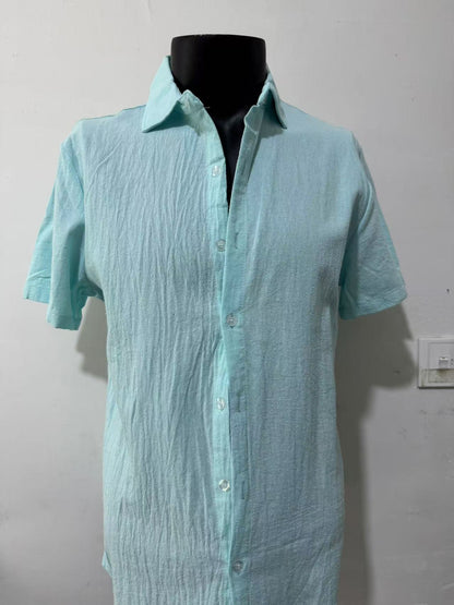 Short Sleeve Breathable Pure Linen Shirt For Men