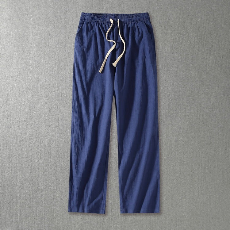 Wide Leg Cotton And Linen Casual Pants Men