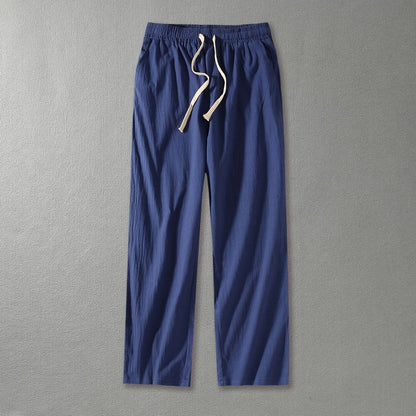 Wide Leg Cotton And Linen Casual Pants Men