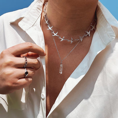 Double Layer Twin Clavicle Chain All-match Men