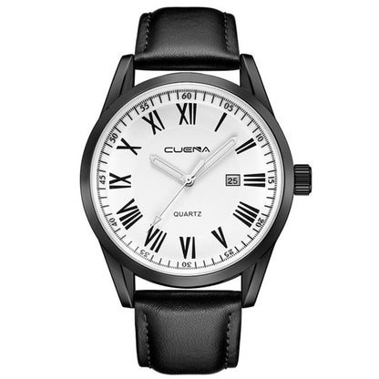Genuine Leather Quartz Watch Men&