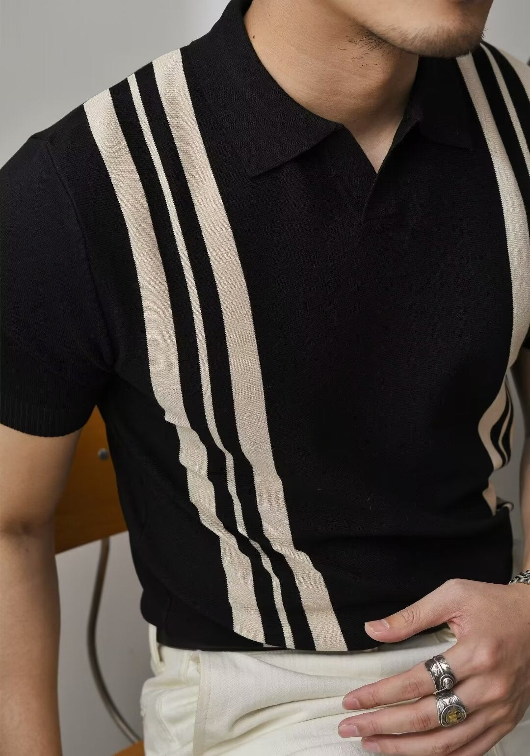 Polo Collar Shirt Knitted Short Sleeve (Cotton)