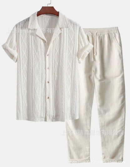 Short Sleeve Shirt Trousers Set Men