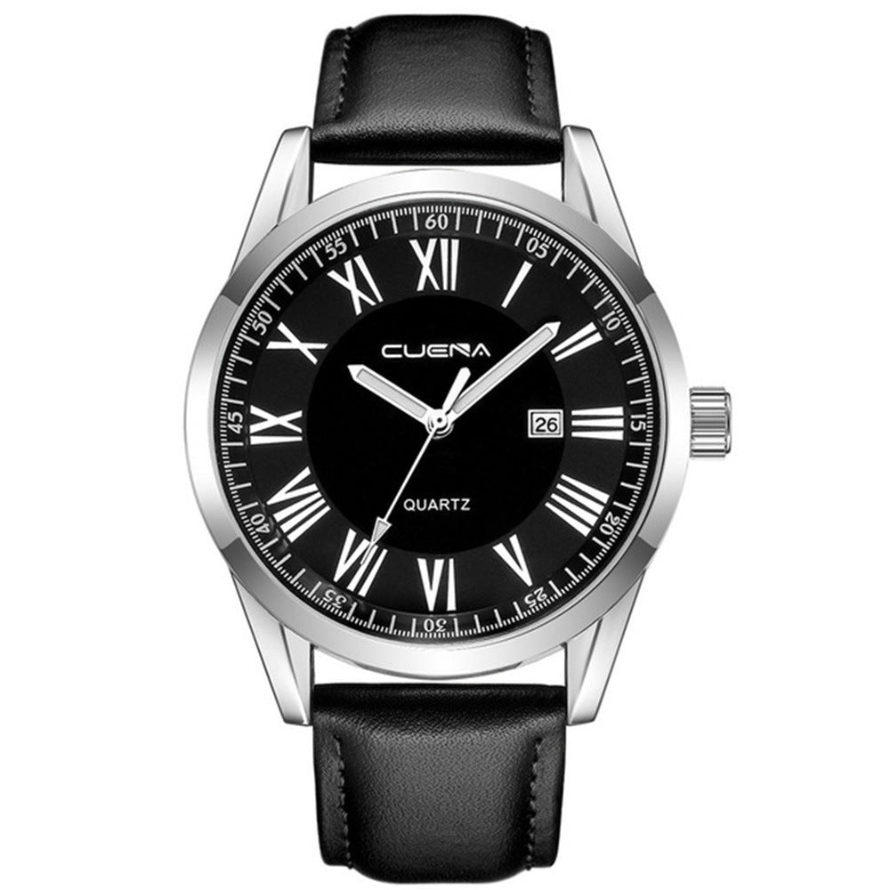 Genuine Leather Quartz Watch Men&