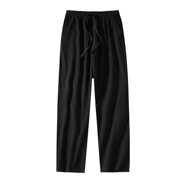 Wide Leg Cotton And Linen Casual Pants Men