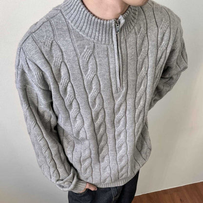 Loose Feeling Old Money British Half Zipper Cloth Sweater