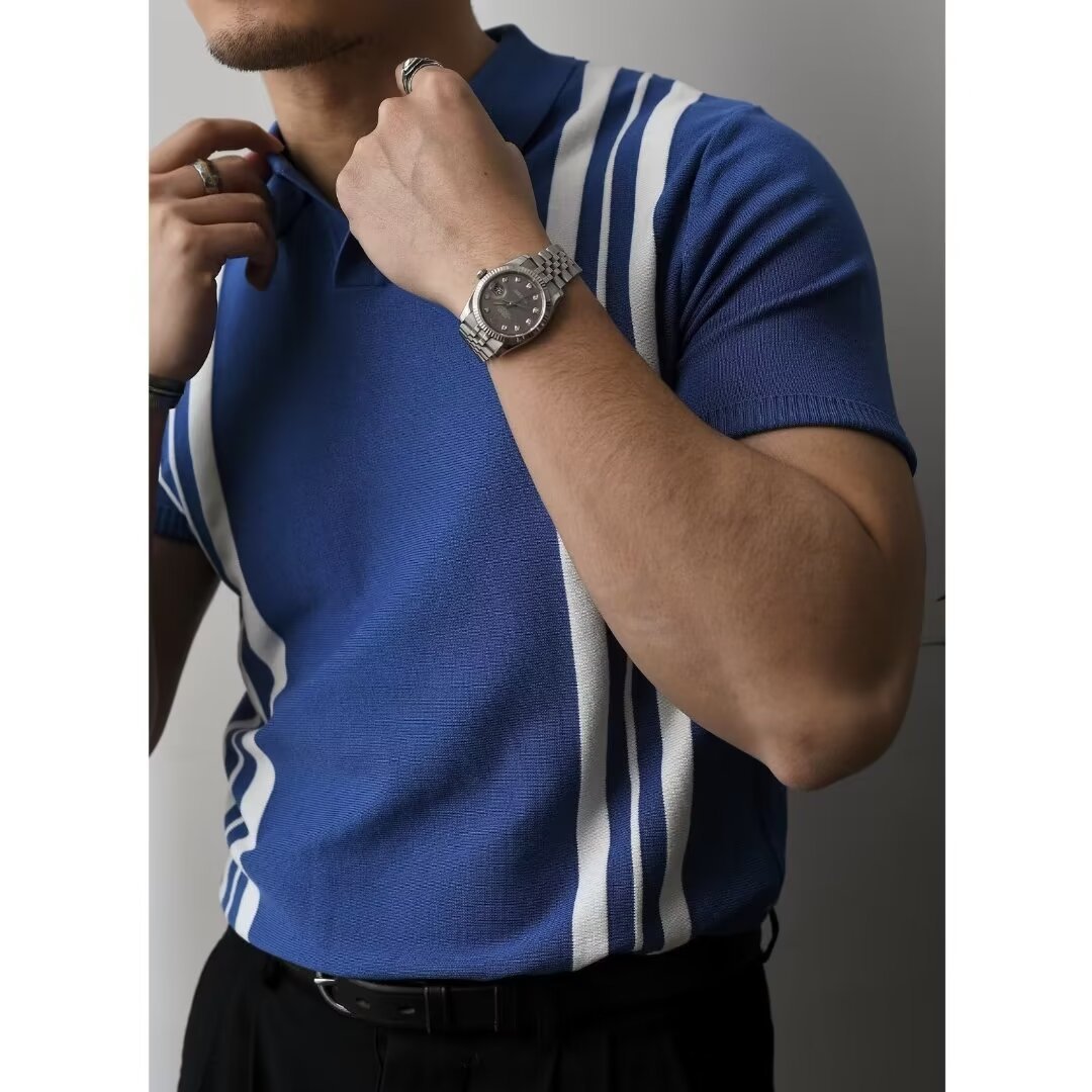 Polo Collar Shirt Knitted Short Sleeve (Cotton)
