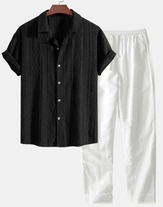 Short Sleeve Shirt Trousers Set Men