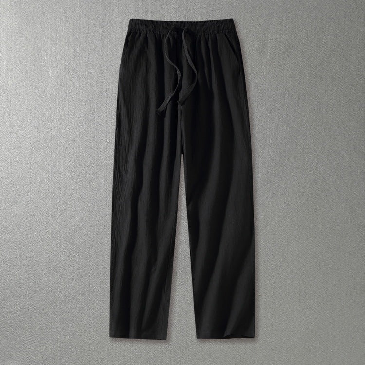 Wide Leg Cotton And Linen Casual Pants Men