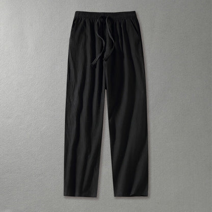 Wide Leg Cotton And Linen Casual Pants Men