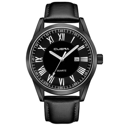 Genuine Leather Quartz Watch Men&