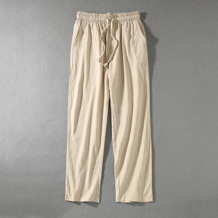 Wide Leg Cotton And Linen Casual Pants Men