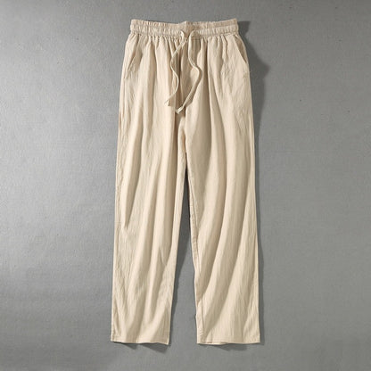 Wide Leg Cotton And Linen Casual Pants Men